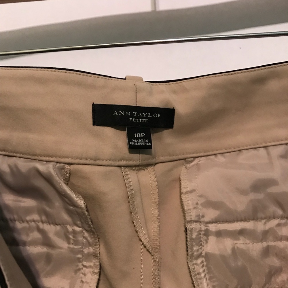 Ann Taylor Tan Skinny Pants with Black Trim - Picture 4 of 5